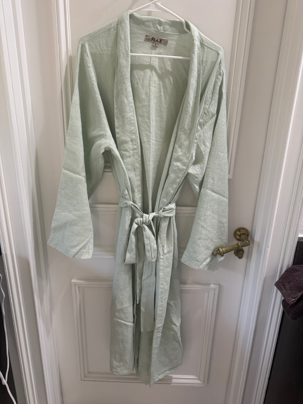 NWOT Flax Mint Green Linen Robe with Tie Belt - Small